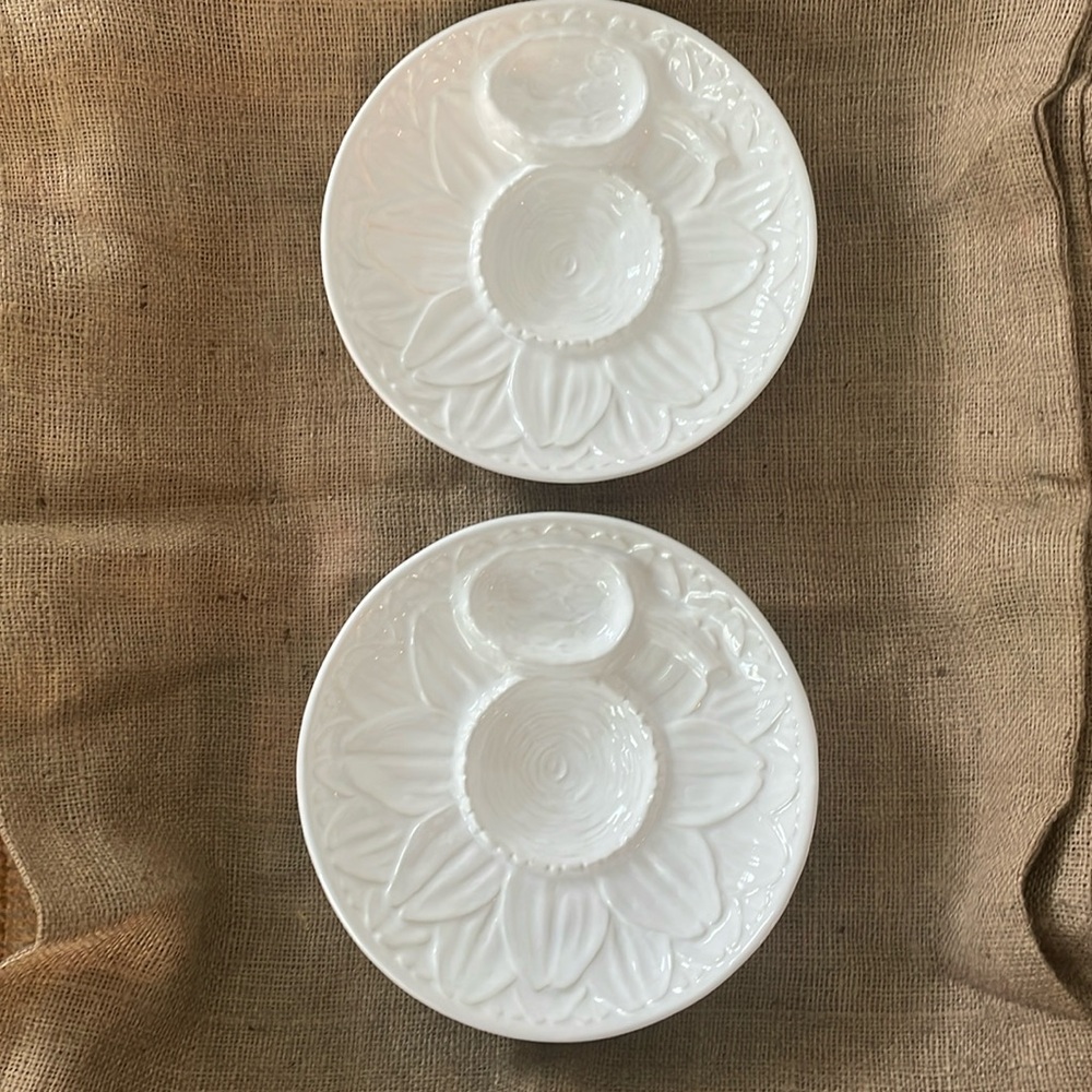 Neuwirth Sunflower Artichoke Serving Ceramic Footed Plates Set Of 2